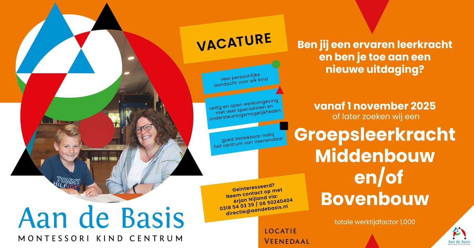 Vacature leerkracht Middenbouw-Bovenbouw